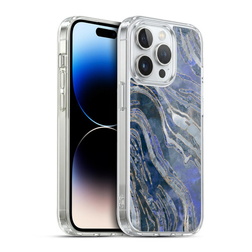 LebensArt Geo Liquid Marble Cold Blue Soft Gel Case for Apple iPhone 13 Pro & MagSafe
