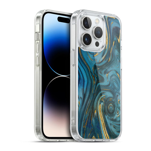 LebensArt Geo Liquid Marble Cerulean Dreams Soft Gel Case for Apple iPhone 13 Pro & MagSafe