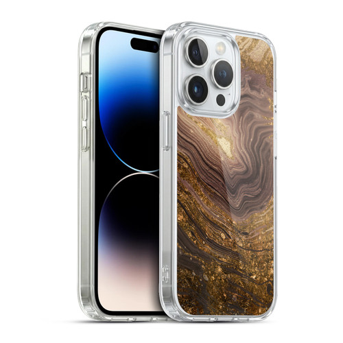 LebensArt Geo Liquid Marble Gold Earth Soft Gel Case for Apple iPhone 13 Pro & MagSafe