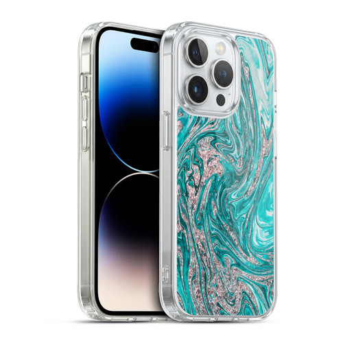 LebensArt Geo Liquid Marble Glamour Teal Soft Gel Case for Apple iPhone 13 Pro & MagSafe