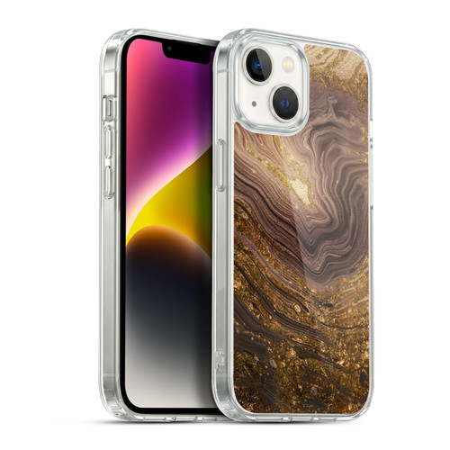 LebensArt Geo Liquid Marble Gold Earth Soft Gel Case for Apple iPhone 14