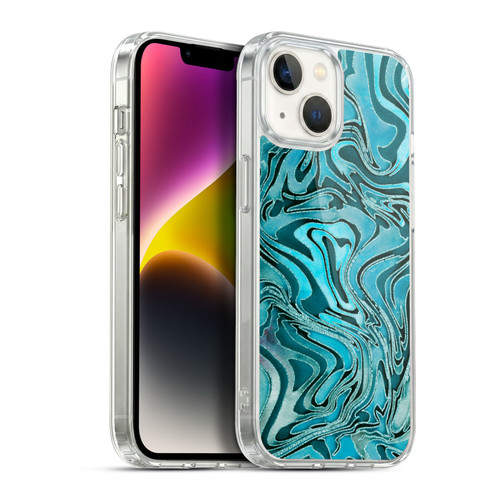 LebensArt Geo Liquid Marble Turquoise Soft Gel Case for Apple iPhone 14