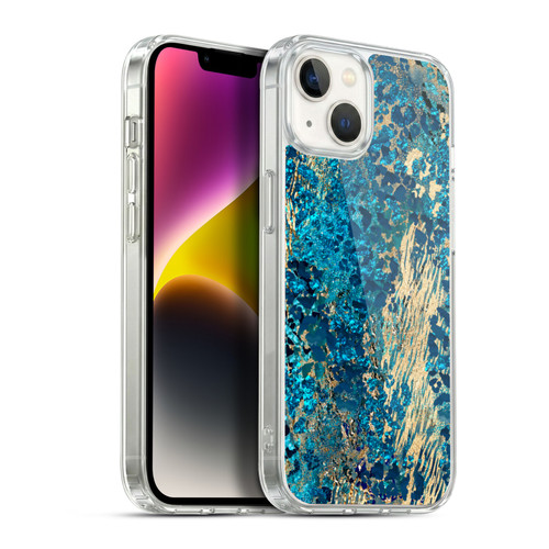 LebensArt Geo Liquid Marble Teal Jungle Soft Gel Case for Apple iPhone 14 Plus & MagSafe