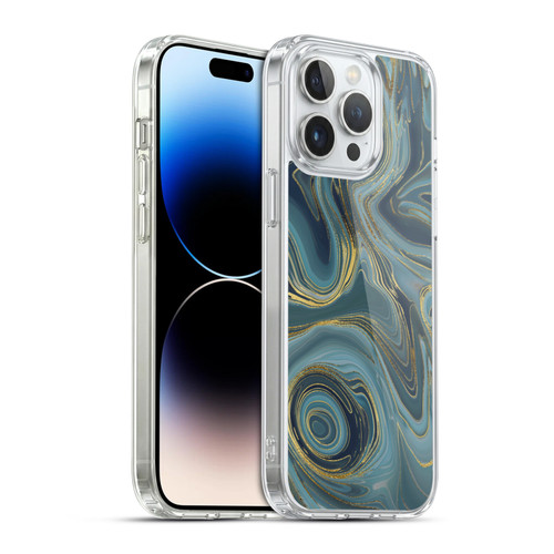 LebensArt Geo Liquid Marble Cool Tone Geode Soft Gel Case for Apple iPhone 14 Pro Max & MagSafe