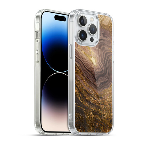 LebensArt Geo Liquid Marble Gold Earth Soft Gel Case for Apple iPhone 14 Pro Max & MagSafe