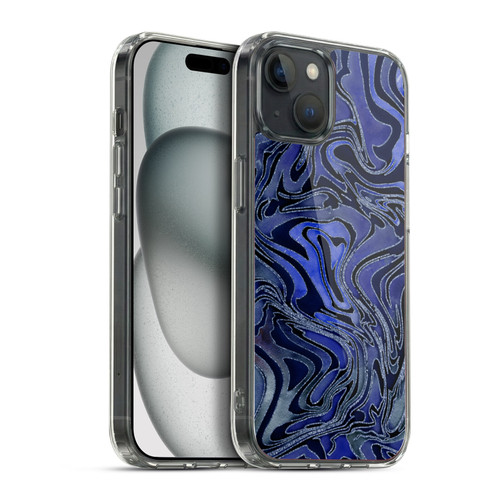 LebensArt Geo Liquid Marble Indigo Soft Gel Case for Apple iPhone 15 Plus & MagSafe