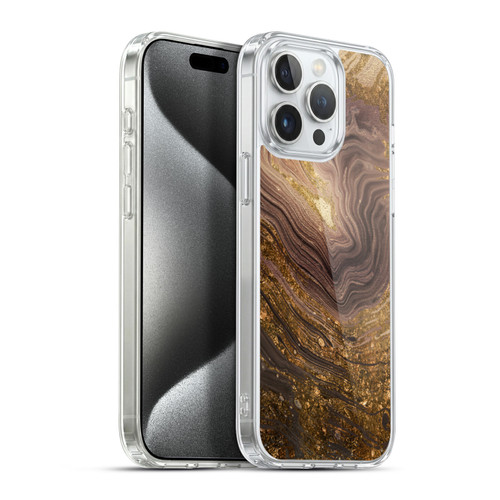 LebensArt Geo Liquid Marble Gold Earth Soft Gel Case for Apple iPhone 15 Pro Max & MagSafe