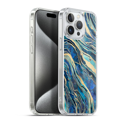 LebensArt Geo Liquid Marble Shimmer Blue Soft Gel Case for Apple iPhone 15 Pro Max & MagSafe