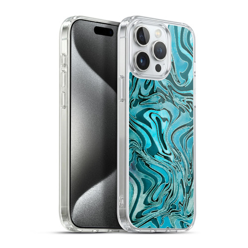 LebensArt Geo Liquid Marble Turquoise Soft Gel Case for Apple iPhone 15 Pro Max & MagSafe