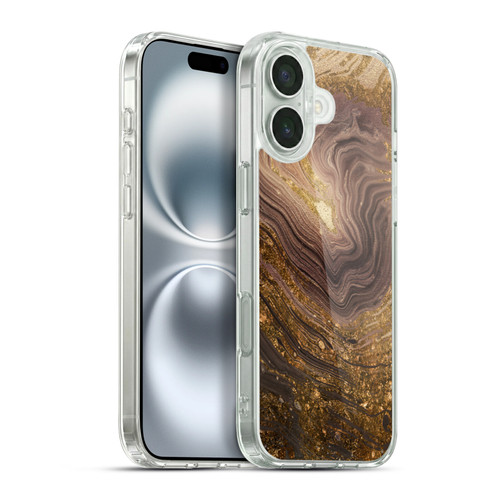 LebensArt Geo Liquid Marble Gold Earth Soft Gel Case for Apple iPhone 16 Plus & MagSafe