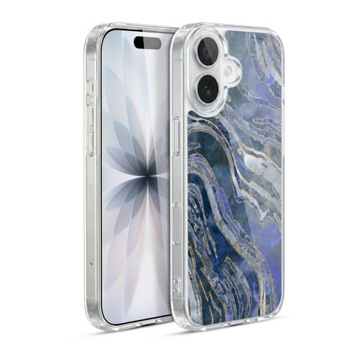 LebensArt Geo Liquid Marble Cold Blue Soft Gel Case for Apple iPhone 17