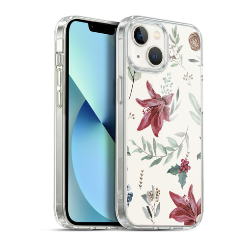 Anis Illustration Floral Pattern Christmas Eucalyptus Soft Gel Case for Apple iPhone 13