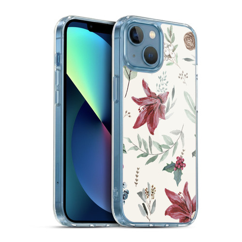 Anis Illustration Floral Pattern Christmas Eucalyptus Soft Gel Case for Apple iPhone 13 Mini & MagSafe