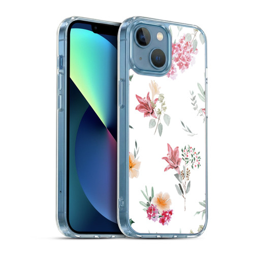 Anis Illustration Floral Pattern Christmas Flowers Soft Gel Case for Apple iPhone 13 Mini & MagSafe