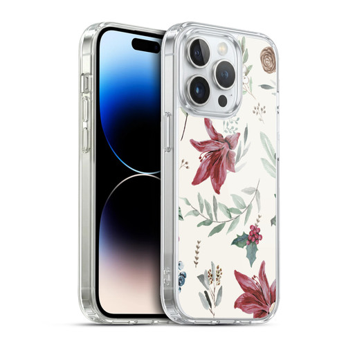 Anis Illustration Floral Pattern Christmas Eucalyptus Soft Gel Case for Apple iPhone 13 Pro & MagSafe