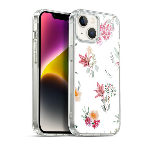 Anis Illustration Floral Pattern Christmas Flowers Soft Gel Case for Apple iPhone 14