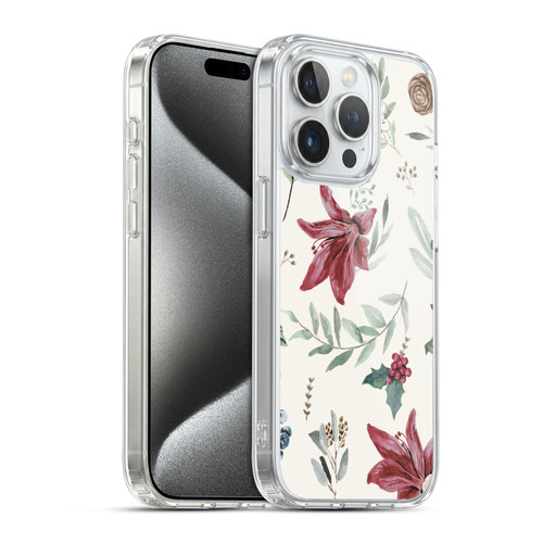 Anis Illustration Floral Pattern Christmas Eucalyptus Soft Gel Case for Apple iPhone 15 Pro & MagSafe