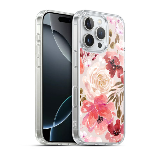 Anis Illustration Floral Pattern Light Red Soft Gel Case for Apple iPhone 16 Pro & MagSafe