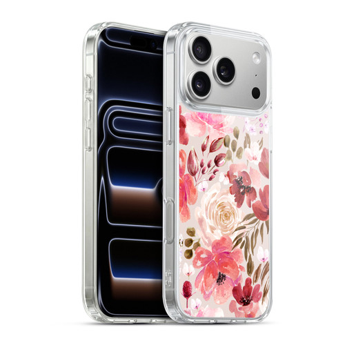 Anis Illustration Floral Pattern Light Red Soft Gel Case for Apple iPhone 17 Pro Max