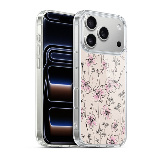 Anis Illustration Floral Pattern Wild Roses Beige Pink Soft Gel Case for Apple iPhone 17 Pro