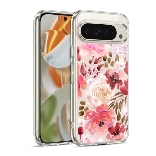 Anis Illustration Floral Pattern Light Red Soft Gel Case for Google Pixel 9 / Pixel 9 Pro