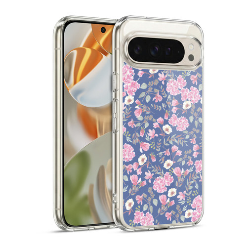 Anis Illustration Floral Pattern Romantic Blue Pink Soft Gel Case for Google Pixel 9 / Pixel 9 Pro