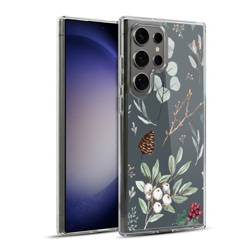 Anis Illustration Floral Pattern Christmas Eucalyptus Blue Soft Gel Case for Samsung Galaxy S23 Ultra 5G & MagSafe
