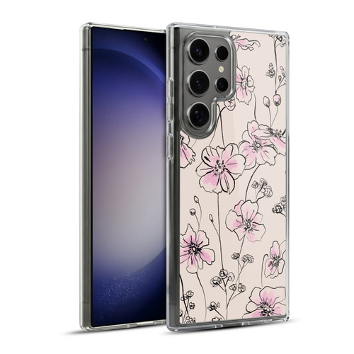 Anis Illustration Floral Pattern Wild Roses Beige Pink Soft Gel Case for Samsung Galaxy S23 Ultra 5G & MagSafe