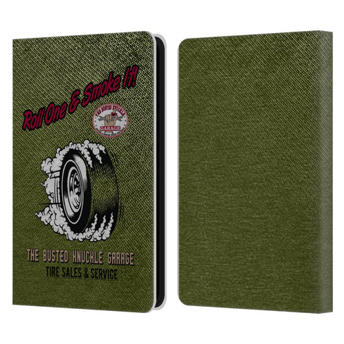 Busted Knuckle Garage Graphics Tire Leather Book Wallet Case Cover For Amazon Kindle 11th Gen (2024)