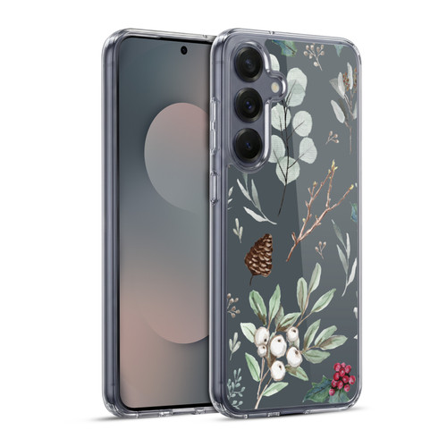 Anis Illustration Floral Pattern Christmas Eucalyptus Blue Soft Gel Case for Samsung Galaxy S25+ & MagSafe