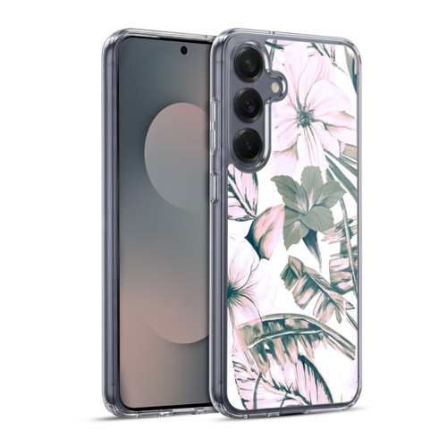 Anis Illustration Floral Pattern Pink Tropicals Soft Gel Case for Samsung Galaxy S25+ & MagSafe