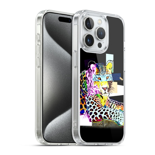 Michel Keck Animal Collage Leopard Soft Gel Case for Apple iPhone 15 Pro & MagSafe