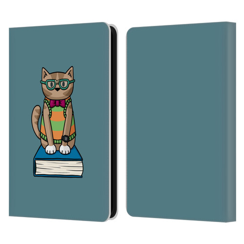 Beth Wilson Doodlecats Nerd Leather Book Wallet Case Cover For Amazon Kindle 11th Gen (2024)