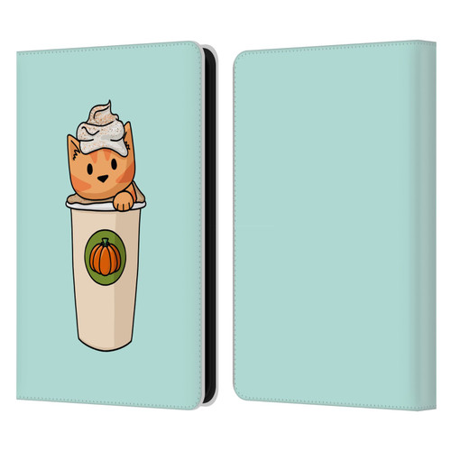 Beth Wilson Doodlecats Pumpkin Spice Latte Leather Book Wallet Case Cover For Amazon Kindle 11th Gen (2024)