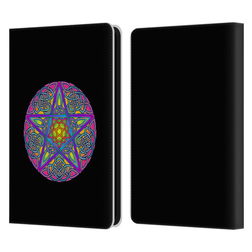 Beth Wilson Celtic Knot Stars Pagan Wicca Pentacle Leather Book Wallet Case Cover For Amazon Kindle 11th Gen (2024)