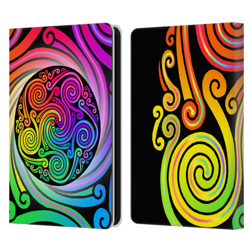Beth Wilson Rainbow Celtic Knots Spirals Leather Book Wallet Case Cover For Amazon Kindle 11th Gen (2024)