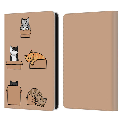 Beth Wilson Doodle Cats 2 Boxes Leather Book Wallet Case Cover For Amazon Kindle 11th Gen (2024)