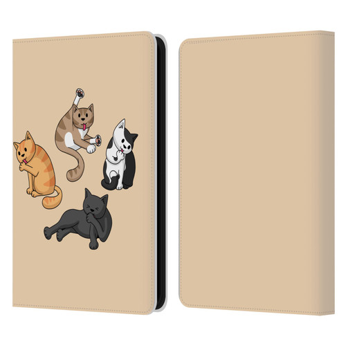 Beth Wilson Doodle Cats 2 Washing Time Leather Book Wallet Case Cover For Amazon Kindle 11th Gen 6in 2022