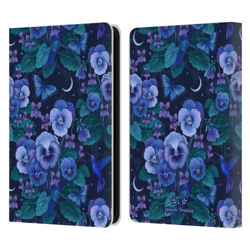 Episodic Drawing Florals & Serpents Violet Blue Flowers Leather Book Wallet Case Cover For Amazon Kindle 11th Gen 6in 2022