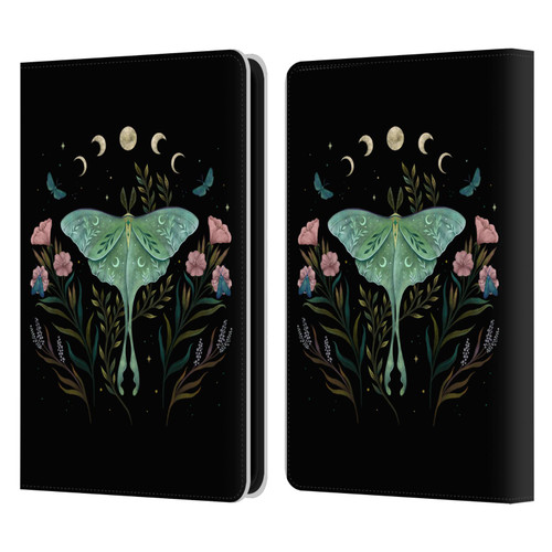 Episodic Drawing Illustration Animals Moth and Flowers Leather Book Wallet Case Cover For Amazon Kindle 11th Gen 6in 2022