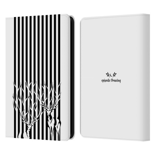 Episodic Drawing Mix Illustrations Deers In Stripes Leather Book Wallet Case Cover For Amazon Kindle 11th Gen 6in 2022