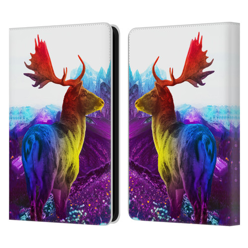 Dave Loblaw Animals Purple Mountain Deer Leather Book Wallet Case Cover For Amazon Kindle 11th Gen (2024)