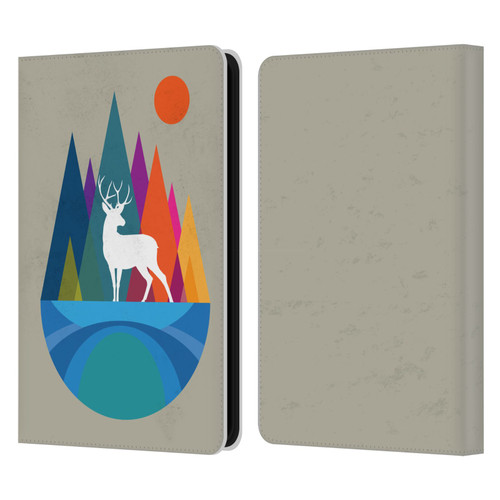 Dave Loblaw Contemporary Art Mountain Deer Leather Book Wallet Case Cover For Amazon Kindle 11th Gen (2024)