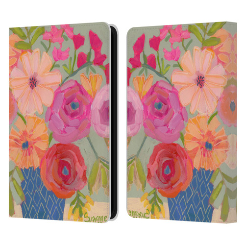 Suzanne Allard Floral Graphics Blue Diamond Leather Book Wallet Case Cover For Amazon Kindle 11th Gen 6in 2022