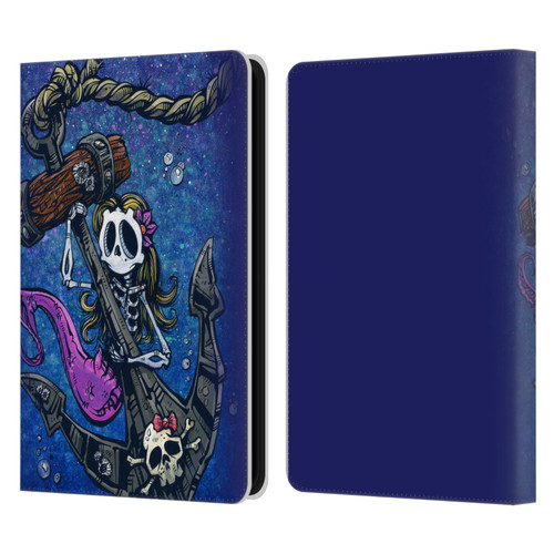 David Lozeau Colourful Grunge Mermaid Anchor Leather Book Wallet Case Cover For Amazon Kindle 11th Gen (2024)