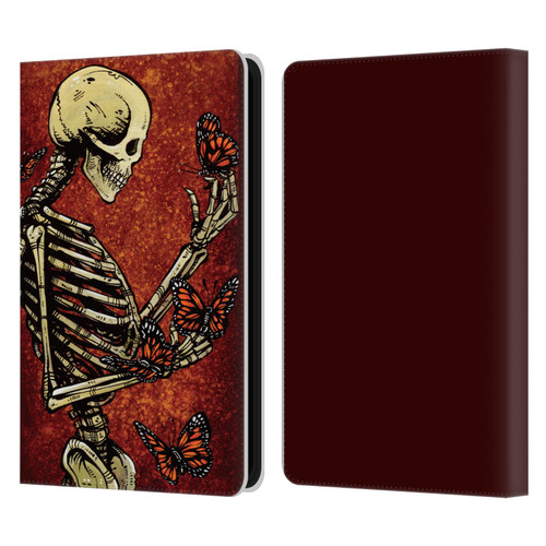 David Lozeau Skeleton Grunge Butterflies Leather Book Wallet Case Cover For Amazon Kindle 11th Gen (2024)