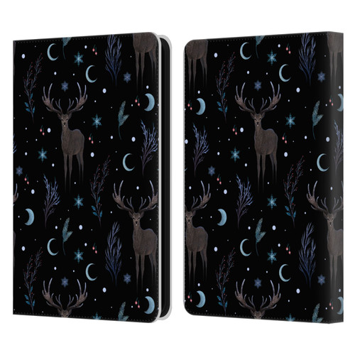 Episodic Drawing Art Winter Deer Pattern Leather Book Wallet Case Cover For Amazon Kindle 11th Gen (2024)