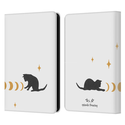 Episodic Drawing Mix Illustrations Cat And Moon Leather Book Wallet Case Cover For Amazon Kindle 11th Gen (2024)