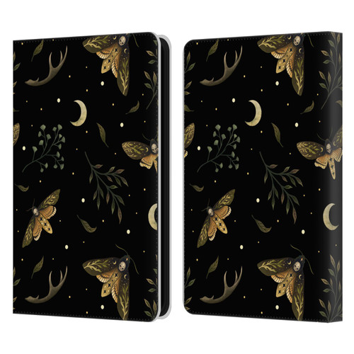 Episodic Drawing Pattern Death Head Moth Leather Book Wallet Case Cover For Amazon Kindle 11th Gen (2024)