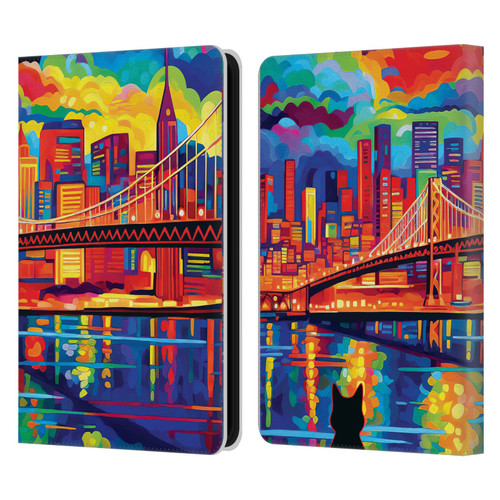 Michael David Ward Psychedelic Art Midnight In San Francisco Leather Book Wallet Case Cover For Amazon Kindle 11th Gen (2024)